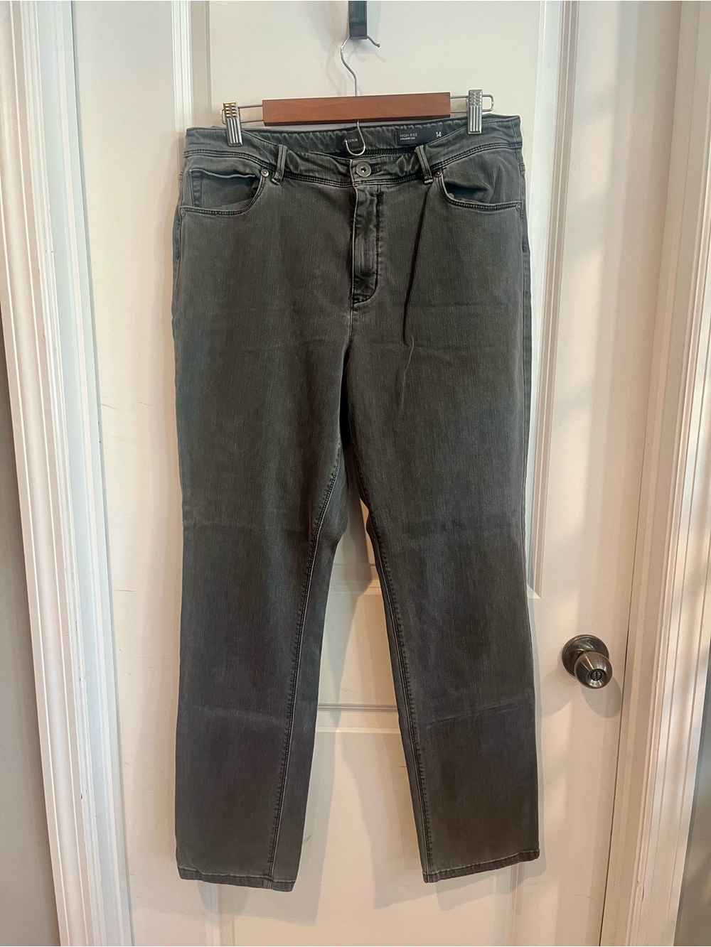 J.Jill Denim High Rise Straight Leg Gray Jeans Women’s Size 14 Stretch